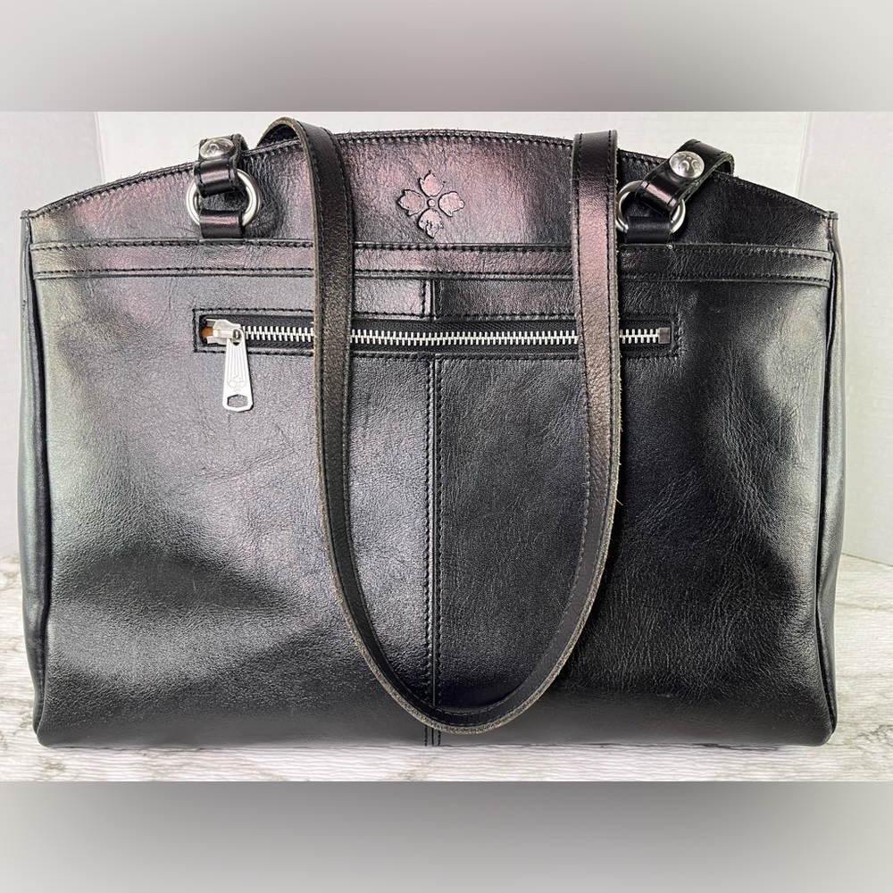 Patricia Nash Heritage Leather Poppy Tote Bag BLACK Shoulder Handbag Purse